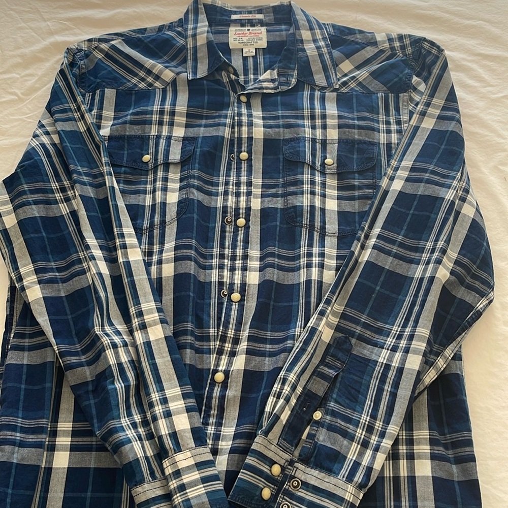 Vintage lucky brand original plaid shank shirt size L classic fit